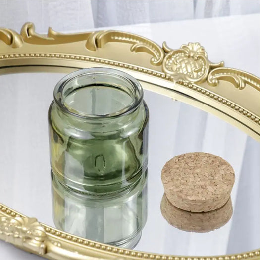 [READY STOCK] Vintage / Aromatic Candle Green Glass Jars with Wood Lid candle jar - Wholesale