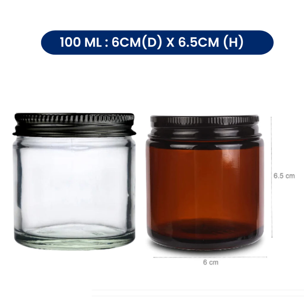 Amber and Clear Transparent Candle Jar with Aluminium Lid 60ml 100ml