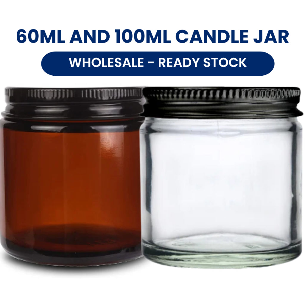Amber and Clear Transparent Candle Jar with Aluminium Lid 60ml 100ml