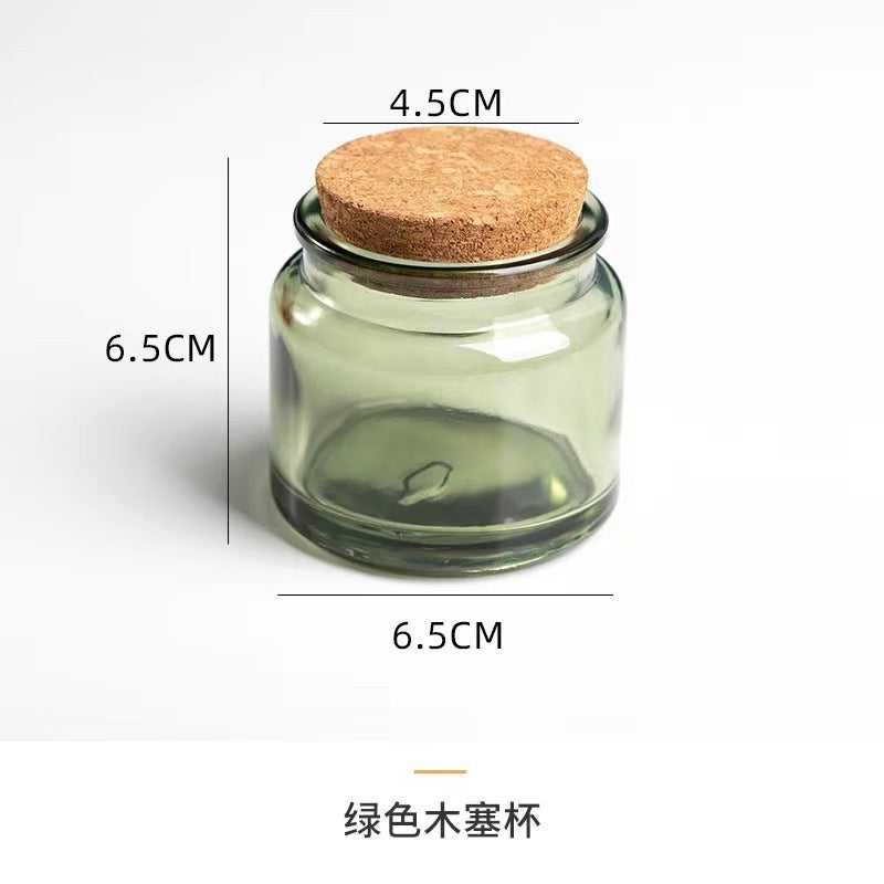 [READY STOCK] Vintage / Aromatic Candle Green Glass Jars with Wood Lid candle jar - Wholesale