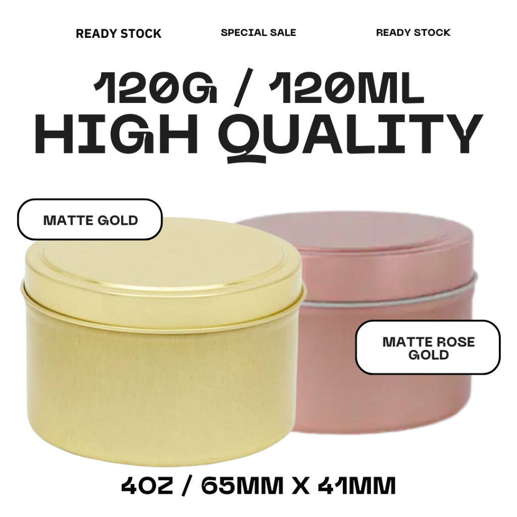 120G/4OZ DIY CANDLE TIN MATTE GOLD MATTE ROSE GOLD READY STOCK
