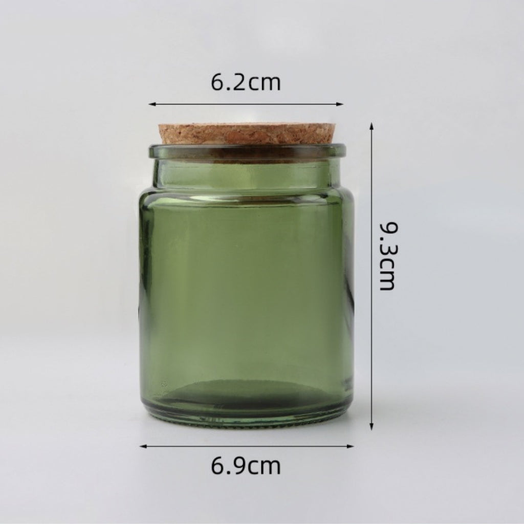 [READY STOCK] 190ml Vintage / Aromatic Candle Green Glass Jars with Wood Lid candle jar