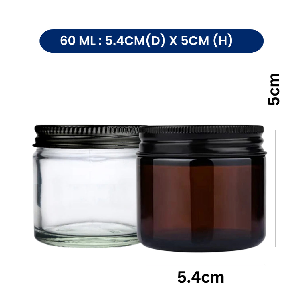 Amber and Clear Transparent Candle Jar with Aluminium Lid 60ml 100ml