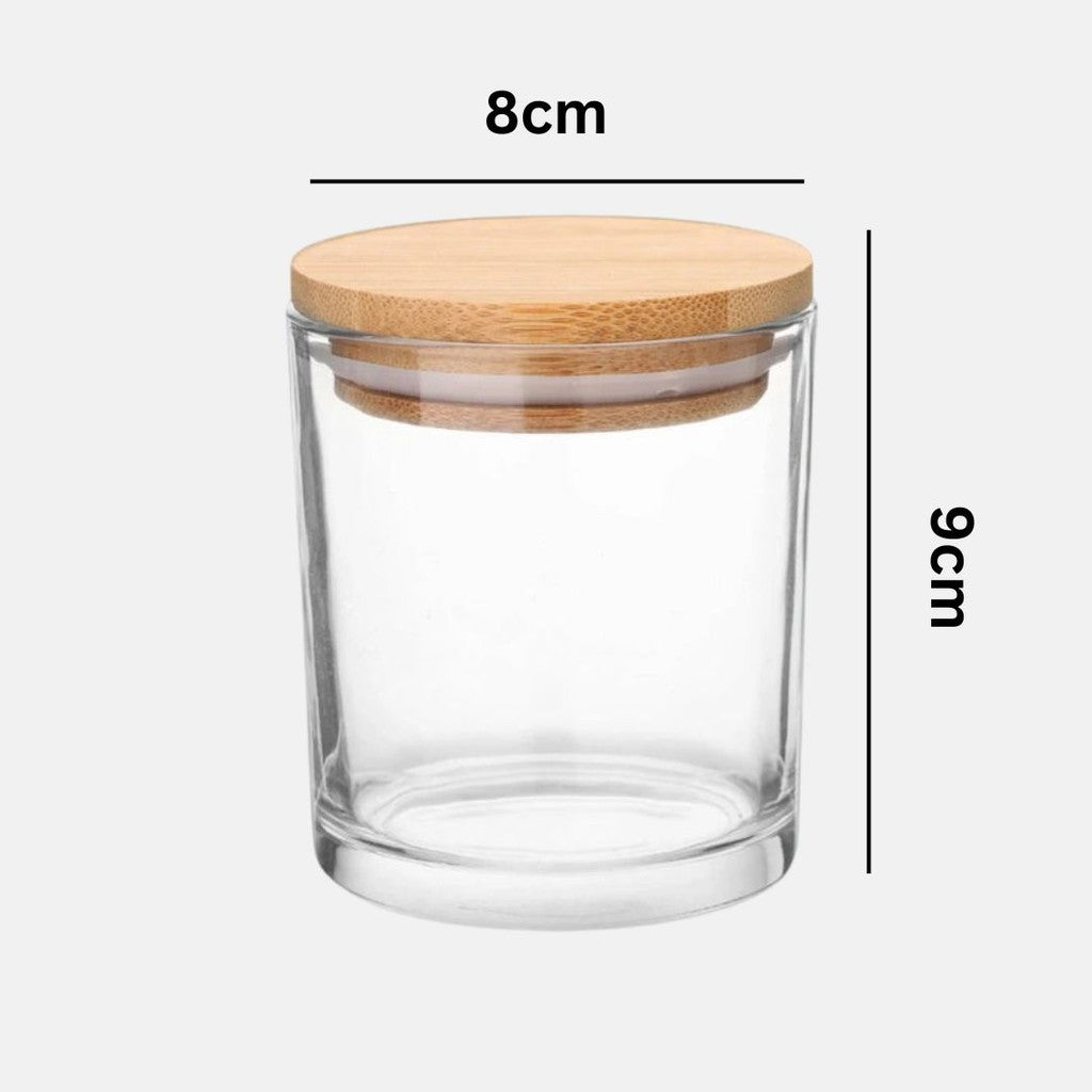 300ml Matte Black Frosted White Transparent Candle Jar with Bamboo Wooden Lid Cap Candle Glass