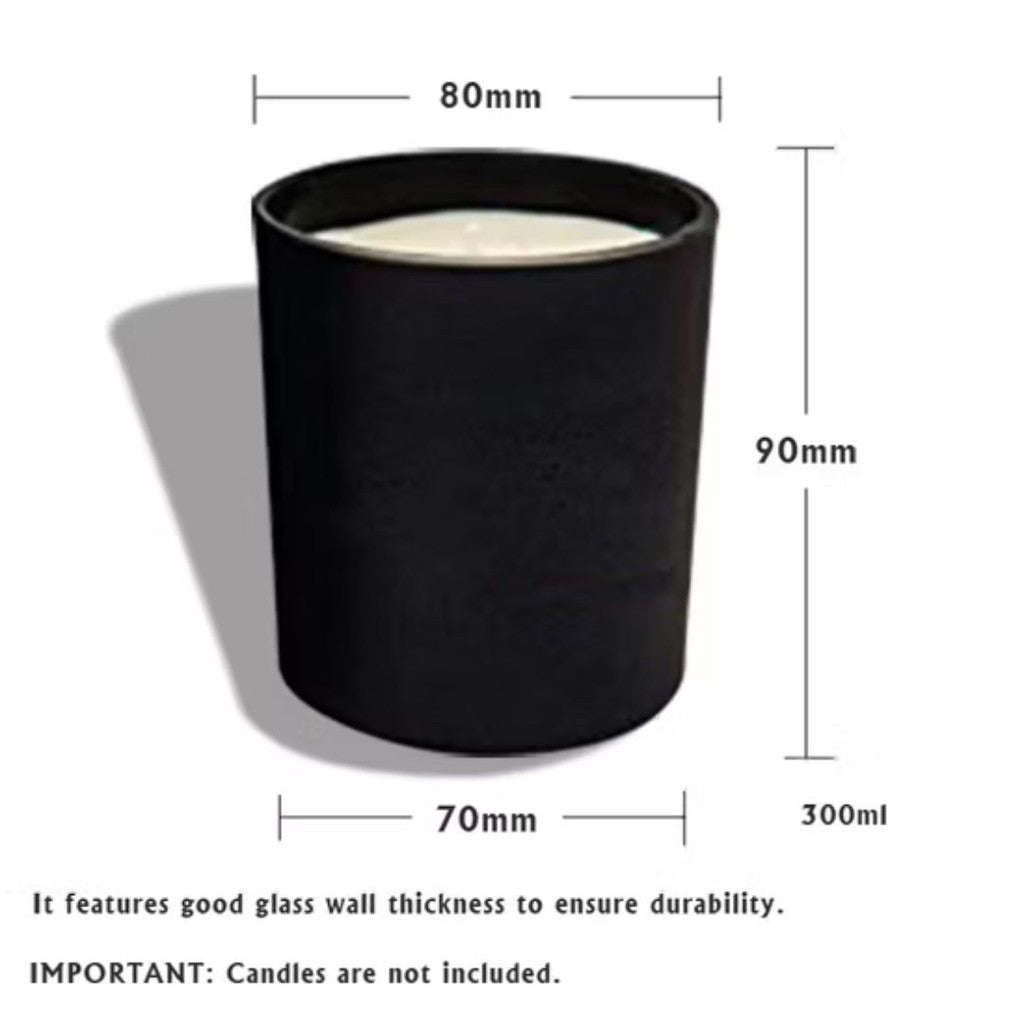 300ml Matte Black Frosted White Transparent Candle Jar with Bamboo Wooden Lid Cap Candle Glass