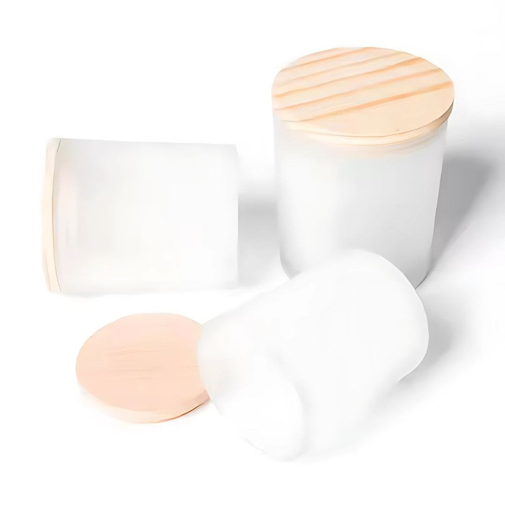 300ml Matte Black Frosted White Transparent Candle Jar with Bamboo Wooden Lid Cap Candle Glass