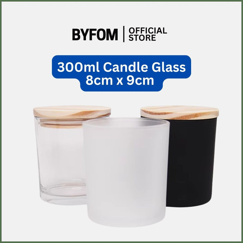 300ml Matte Black Frosted White Transparent Candle Jar with Bamboo Wooden Lid Cap Candle Glass