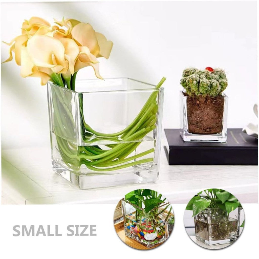 Cube Candle Glass Jar | Kaca Lilin Empat Segi  | Transparent 8x8x8 6x6x6 Glass Pot Fish Pot Glass