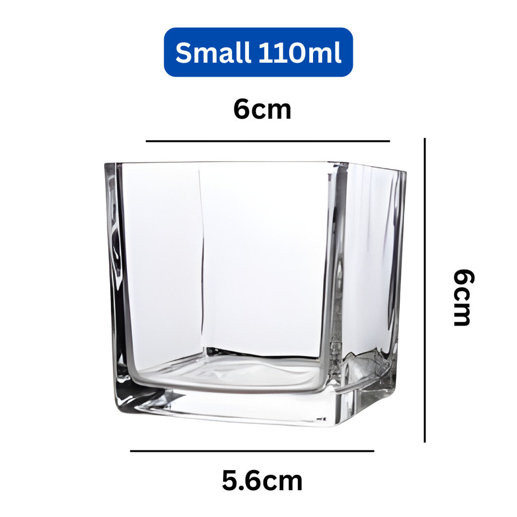 Cube Candle Glass Jar | Kaca Lilin Empat Segi  | Transparent 8x8x8 6x6x6 Glass Pot Fish Pot Glass